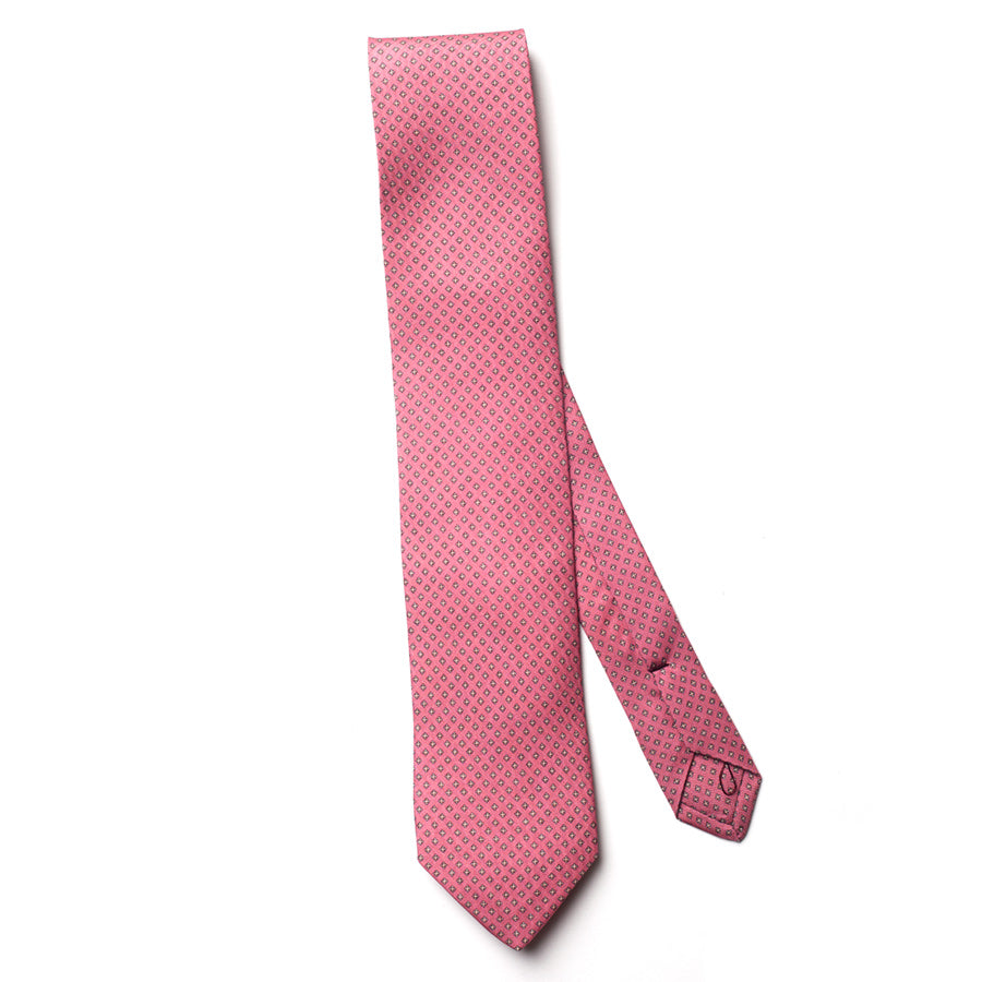 Rose Pink Micro Medallion Silk Tie - full view