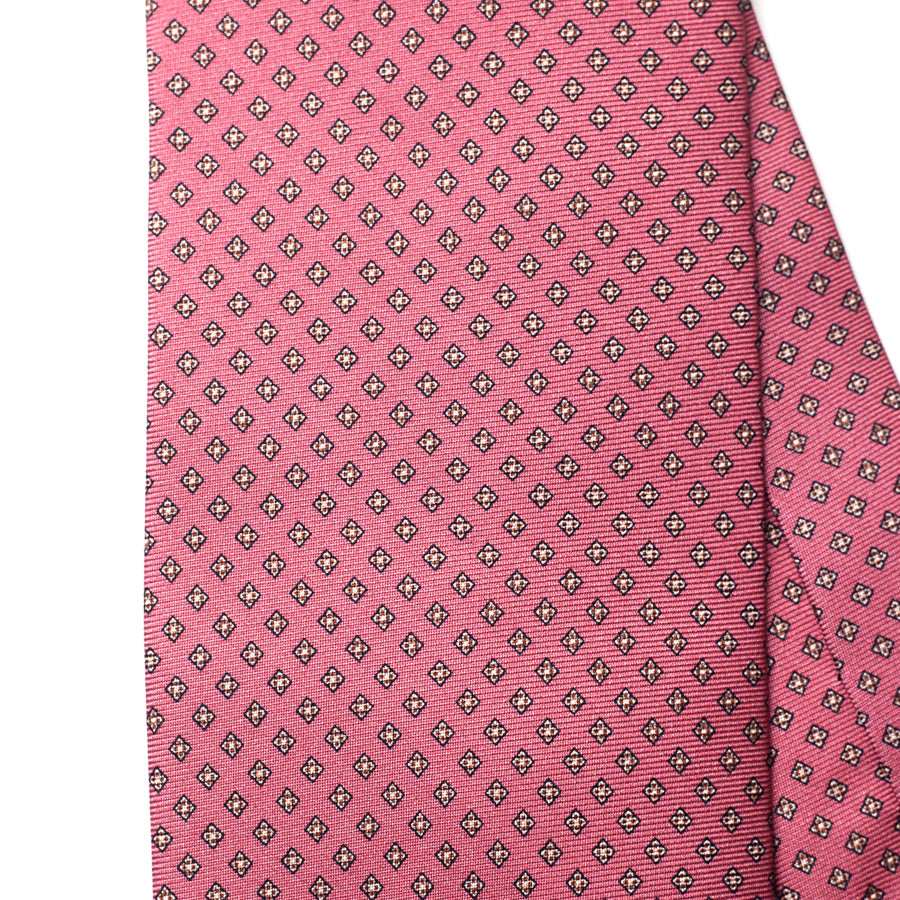 Rose Pink Micro Medallion Silk Tie - pattern detail